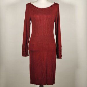 Cache Red Long sleeve sweater dress Size M